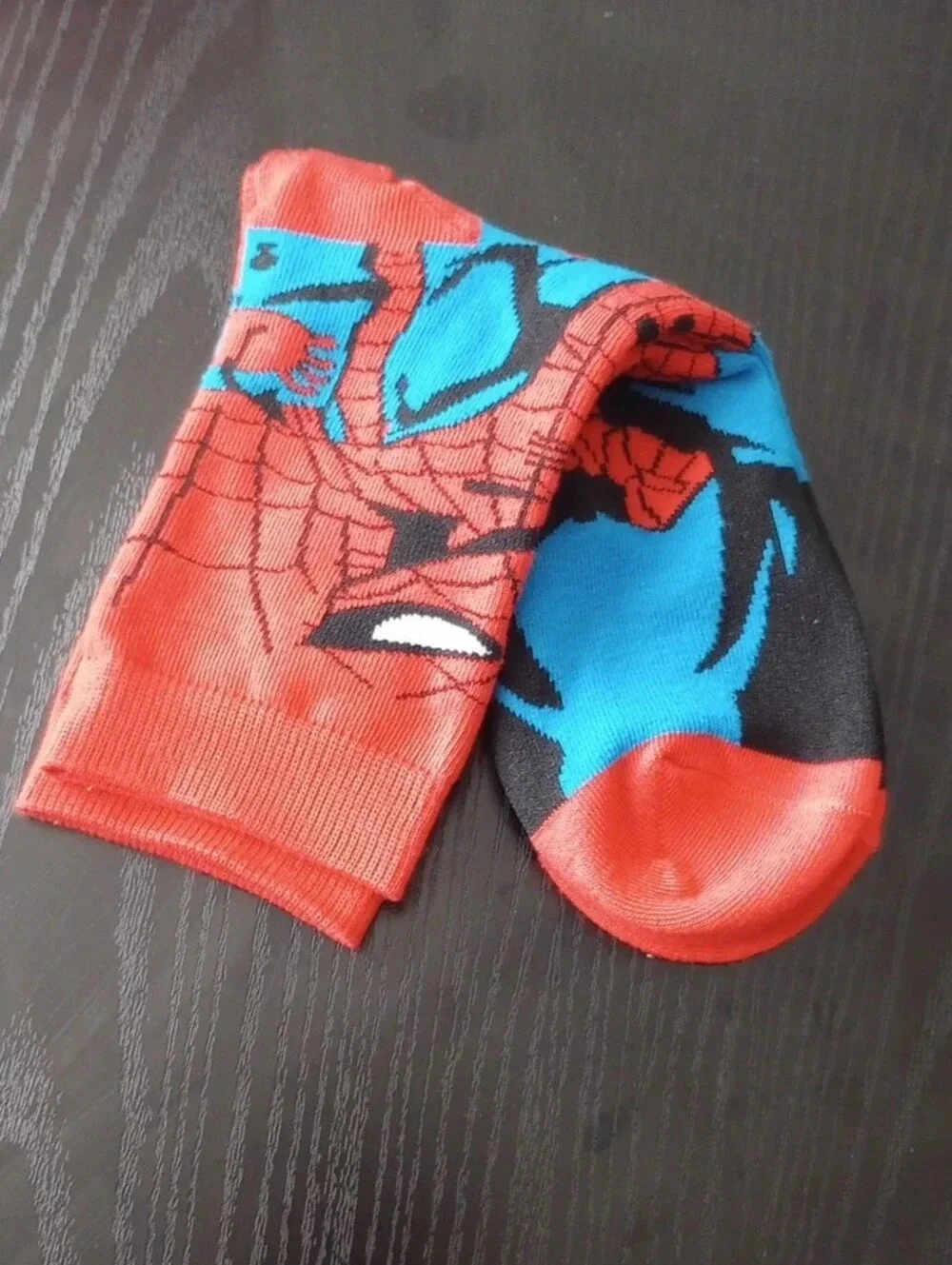 Men's Red & Blue Spider Pattern Crew Mid-calf Socks